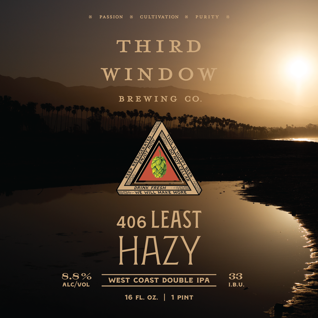 406 Least Hazy Double West Coast IPA (8.8% ABV 33 IBU) 4-Pack 16oz Cans