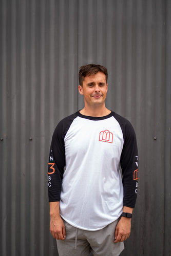 Baseball Shirt, White w/ Black Sleeves